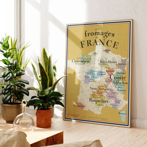 Carte des Fromages de France - Idée cadeau pour gourmands 70x100 cm