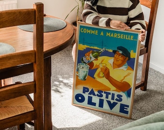 Pastis Olive - Comme à Marseille | Affiche Vintage