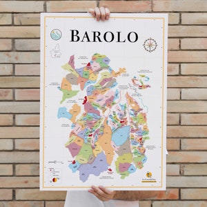 Carte des Vins de Barolo | Affiche 50 x 70 cm | Idée déco pour amateur de vin