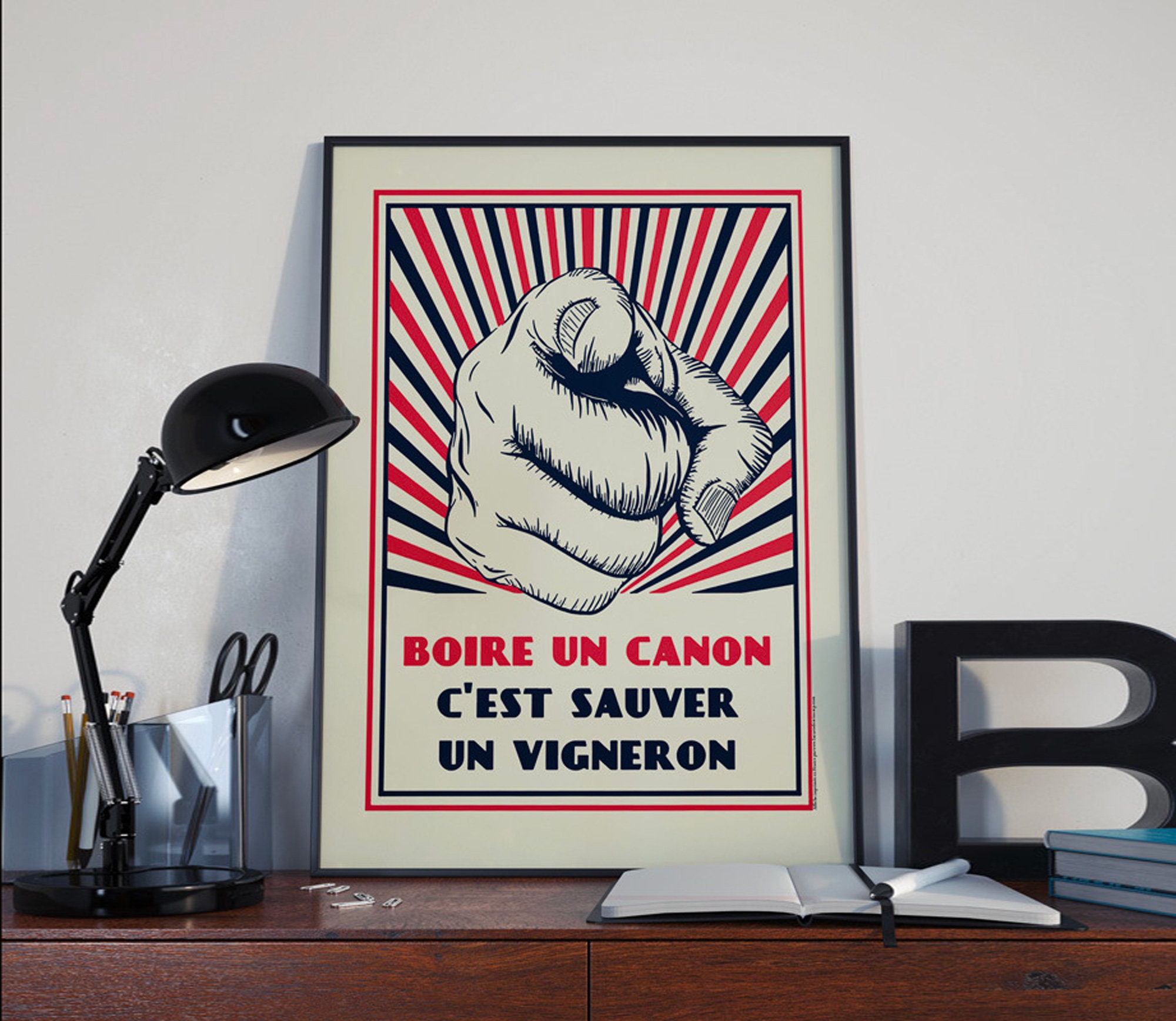 Boire un canon c'est sauver un vigneron - poster vintage