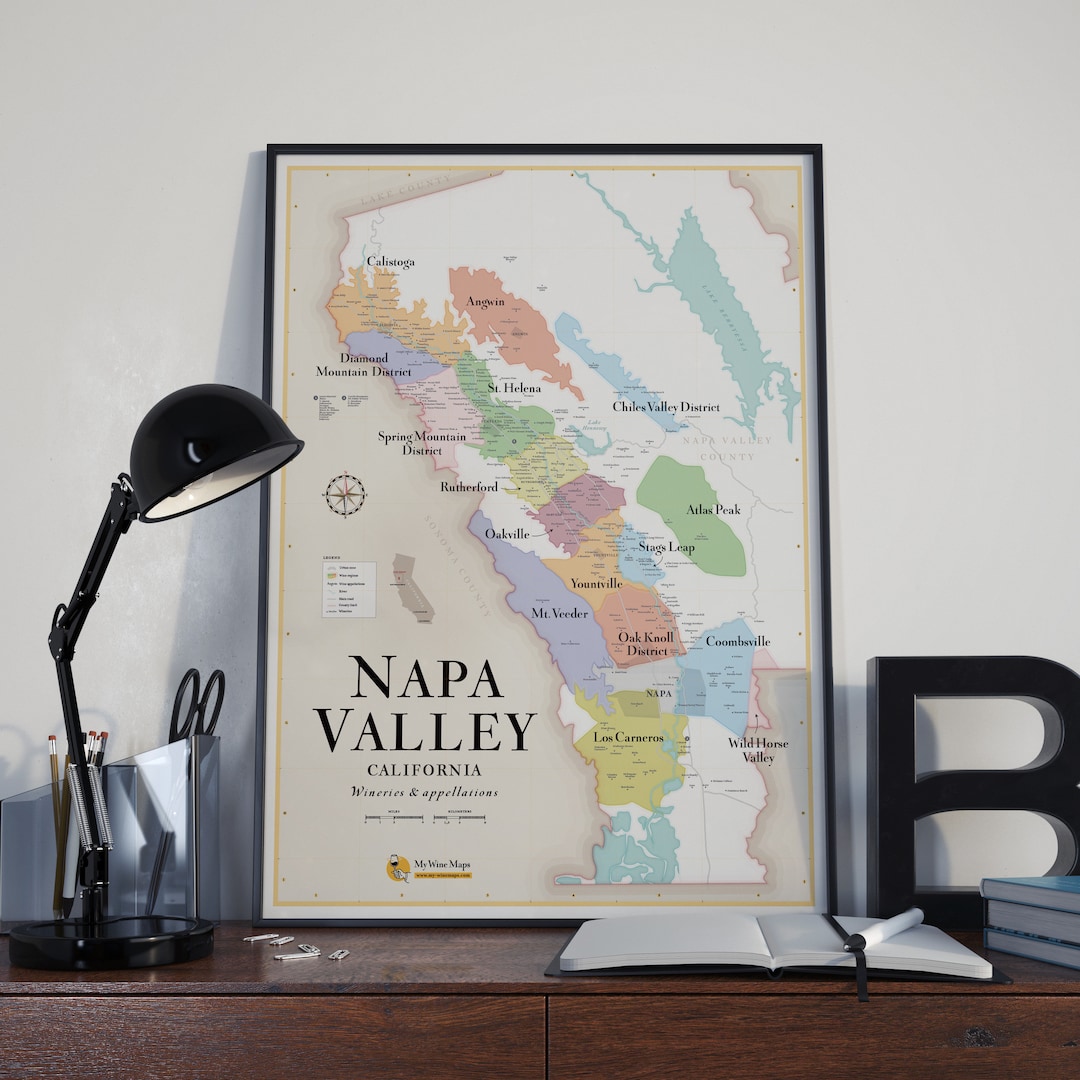 Wine Map of Napa Valley 18x 24 Gift Idea for Wine Lovers - Etsy