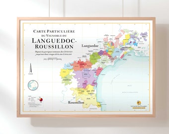 The Languedoc-Roussillon Wine Map | Poster 50 x 70 cm | Decorative idea for wine lovers