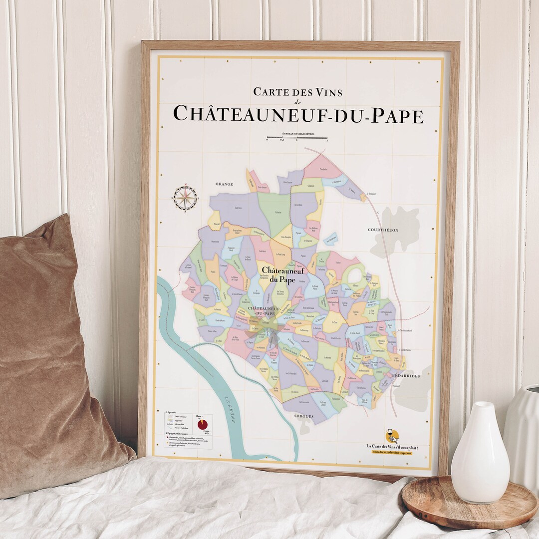 Wine Map Of Ch Teauneuf Du Pape Decoration Idea For Wine Lovers Etsy Il 1080xN.3678748384 R40g