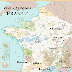 Grande Carte des Vins de France Vintage | Idée déco pour amateur de vin