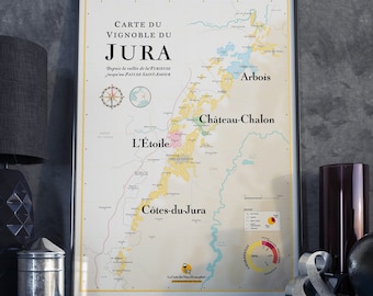 Jura Wine Map | Poster 50 x 70 cm | Decor idea for wine lover