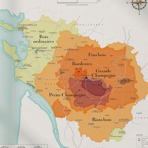 Wine Map of Cognac - Gift Idea for Wine Lovers - Etsy