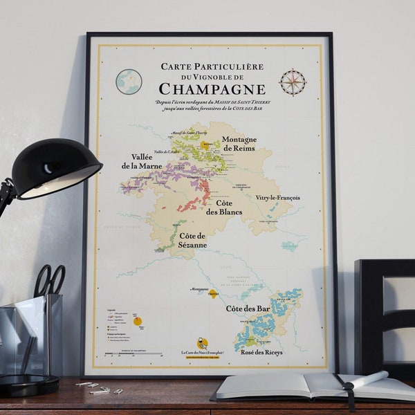 La Carte des Vins de Champagne | 50x70cm | idée cadeau pour amateur de vin