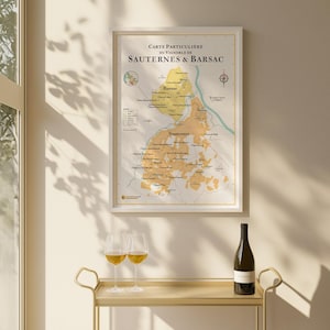 Carte des Vins de Sauternes et Barsac | Idée déco pour amateur de vin
