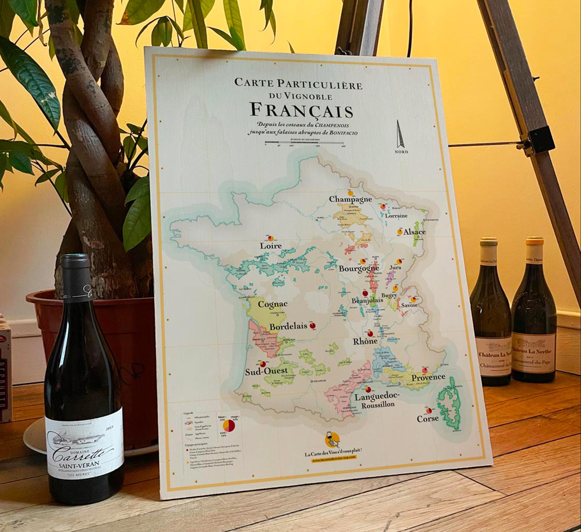Wooden Map of French Wines Gift Idea for Wine Lovers -  Israel