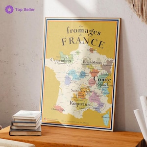 Carte des Fromages de France - Idée cadeau pour gourmands 50x70 cm