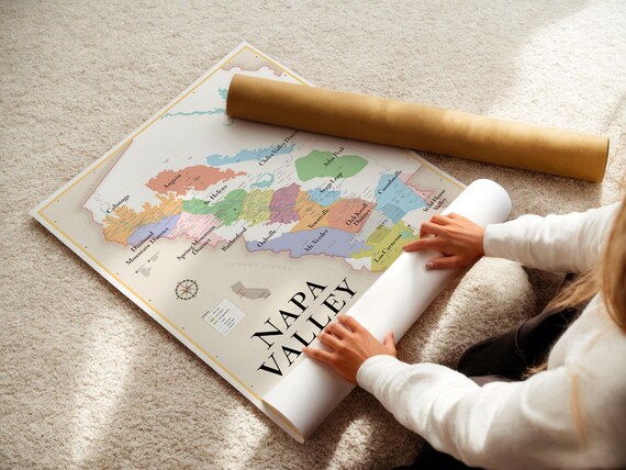 Napa Valley Wine Map | Elegant & Detailed Vineyard Guide - Etsy