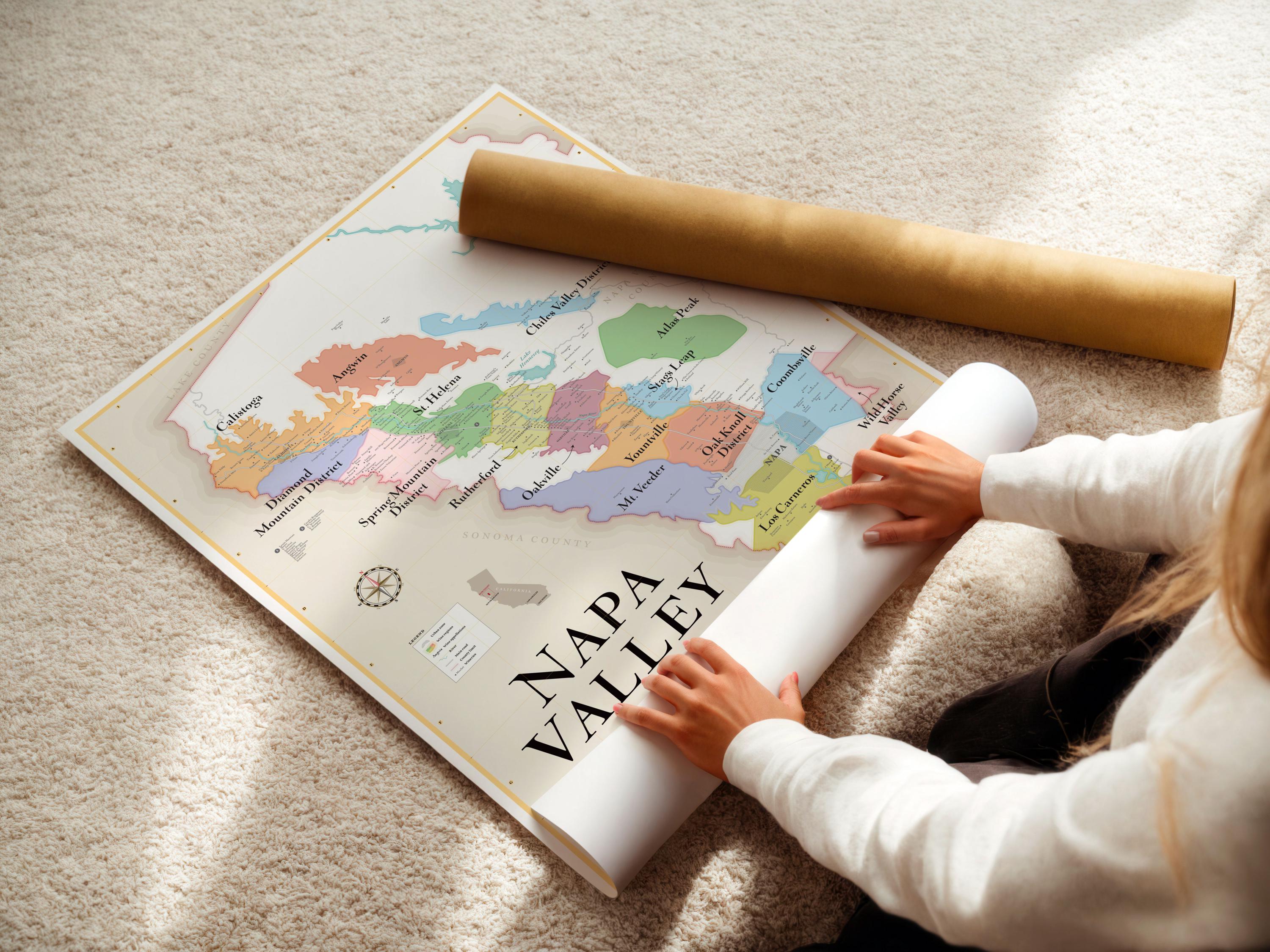 Napa Valley Wine Map | Elegant & Detailed Vineyard Guide - Etsy