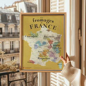 Carte des Fromages de France - Idée cadeau pour gourmands 30x40 cm