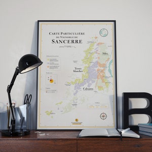 Carte des Vins de Sancerre | Affiche 70 x 50 cm | Idée déco pour amateur de vin
