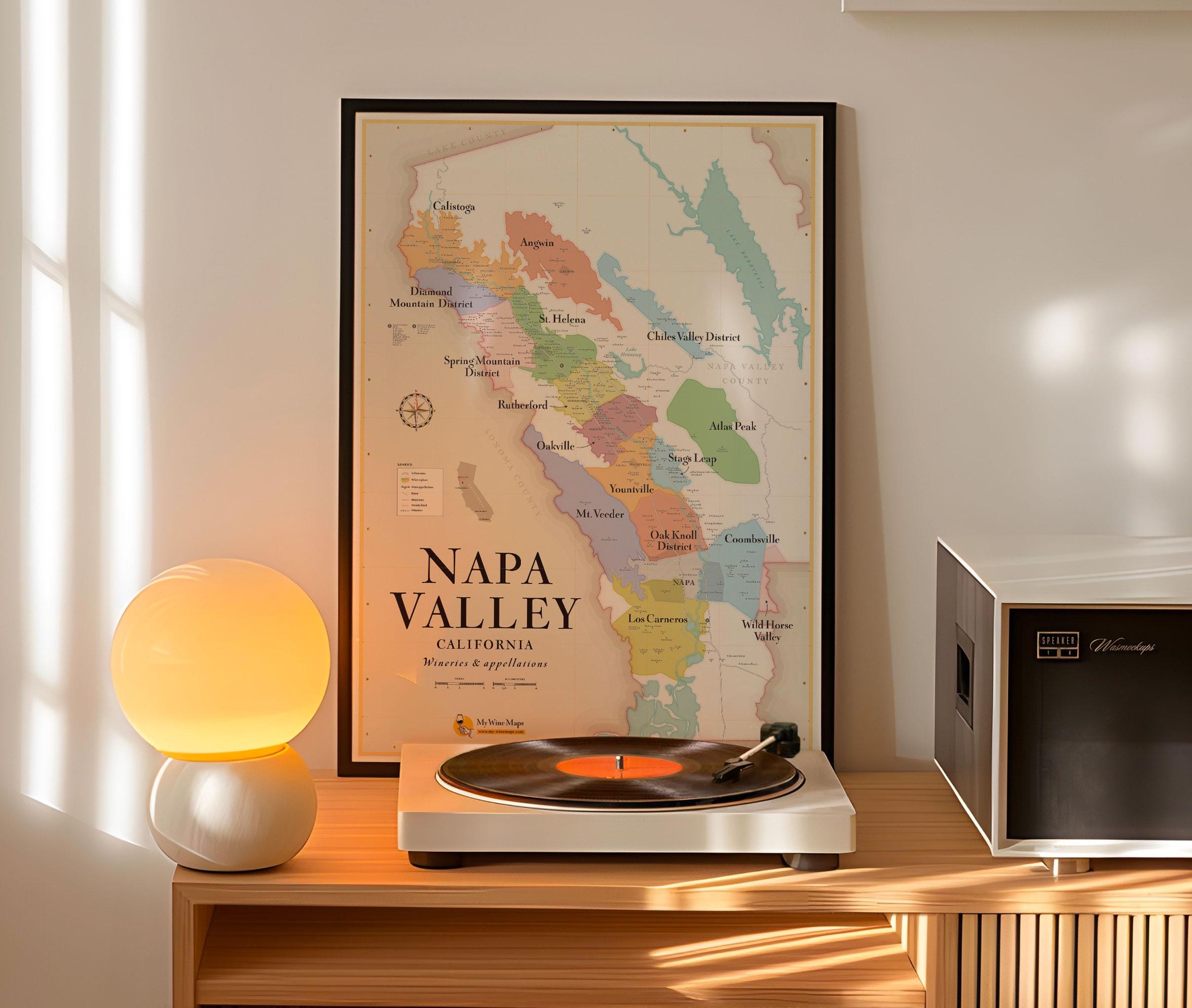 ナパ・ソノマ ワインカントリー 地図とガイド (英語版) Napa Valley Wine Map | Elegant & Detailed Vineyard Guide - Etsy