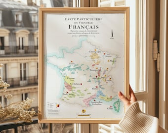 Carte des Vins de France | Idée déco pour amateur de vin - 30x40 cm