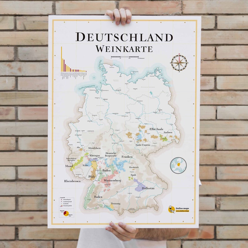 Wine Map of Germany Gift Idea for wine lovers image 1