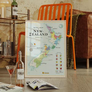 Carte des Vins de Nouvelle-Zélande | Affiche 50 x 70 cm | Idée déco pour amateur de vin