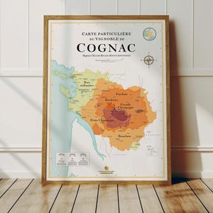 Carte des Vins de Cognac | Affiche 50x70 cm | Idée déco pour amateur de vin