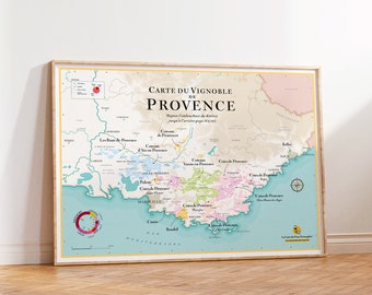 Carte des Vins de Provence | Affiche 50x70 cm | Idée déco pour amateur de vin