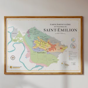 Carte des Vins de Saint-Emilion | Affiche 70 x 50 cm | Idée déco pour amateur de vin