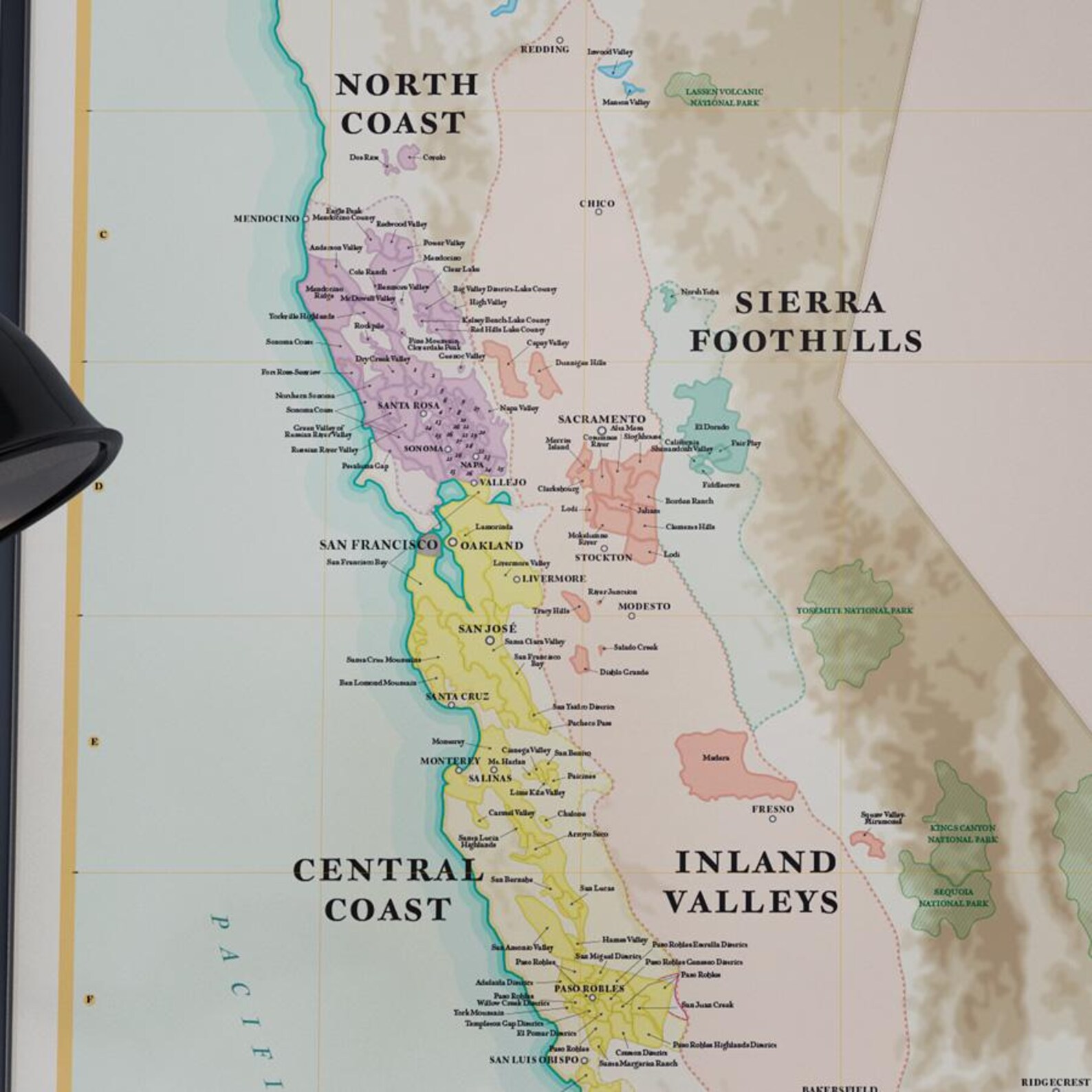 Wine Map of California - Gift Idea for Wine Lovers - Etsy