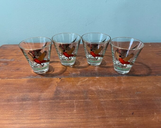 Vintage Pheasant Shot Glasses Hunting Themed Shot Glasses Etsy