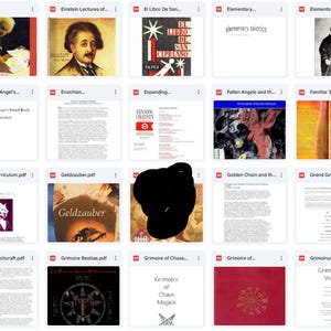 May include: A collection of book covers, each with unique designs and titles. The covers vary in color and style, including images of people, abstract art, and text. The books appear to be related to various topics, including history, science, and spirituality.