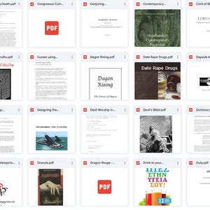 May include: A collection of PDF documents, each with a title visible. The documents cover various topics, including historical figures, occultism, and esoteric subjects. The PDFs have a red "PDF" icon in the top left corner.