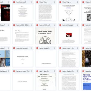 May include: A collection of various book covers and pages, predominantly featuring dark colors and occult themes. Titles include "Raphael's Ancient", "Real Magick", and "Secret Societies", suggesting a focus on esoteric knowledge and historical texts.