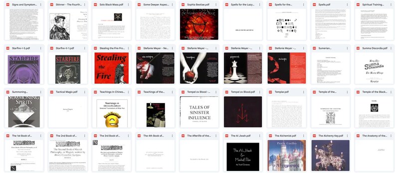 May include: A collection of PDF documents displayed in a grid. The documents feature various titles, including "Starfire," "Stealing the Fire," and "Tales of Sinister Influence." The covers showcase diverse imagery, such as illustrations, text, and abstract designs.
