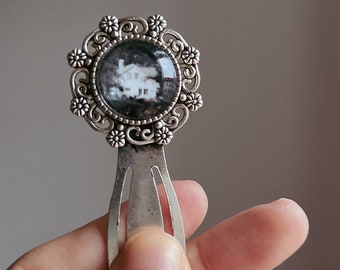 Miniature Haunted  House Bookmark Black and White