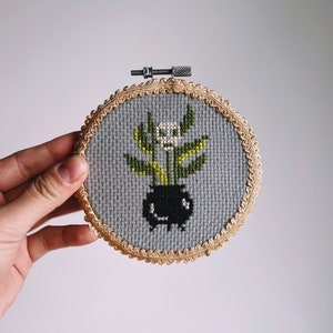 Skull and Cauldron crossstitch OOAK
