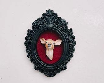 Miniature Dollhouse Gothic mounted deer head