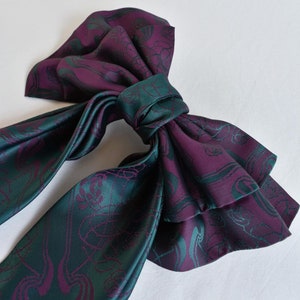 Metallic Sheen Oversized Double Hair Bow with Long Tails - Stunning Statement Accessory