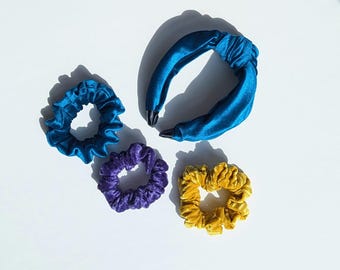 Knotted Velvet Headband and Scrunchie Set, Handmade Hair Accessories