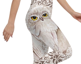 Owl Yoga Leggings, Women Activewear, Yoga Pants, Gym Workout Leggings, High Waist Leggings, Flattering Leggings, Leggings For Women