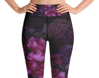 Rose Floral Yoga Leggings: High Waist Activewear