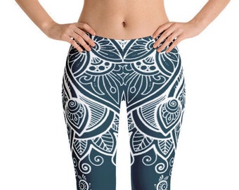 Peacock Feather Mandala Leggings: Women's Yoga Gym Activewear