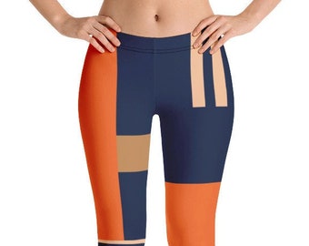 Abstract Print Capri Leggings: Women's Activewear, Gym, Yoga