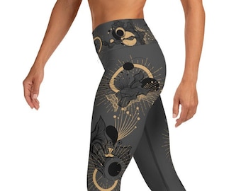CELESTIAL YOGA LEGGINGS, Yoga Pants, Boho Hippie, Women Activewear, Gym Workout Leggings, Leggings For Women, High Waist Leggings