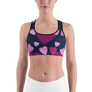 Sports bra | Exercise bra | Fun Sports Bra | Heart Print Sports Bra | Yoga Bra | Workout Bra