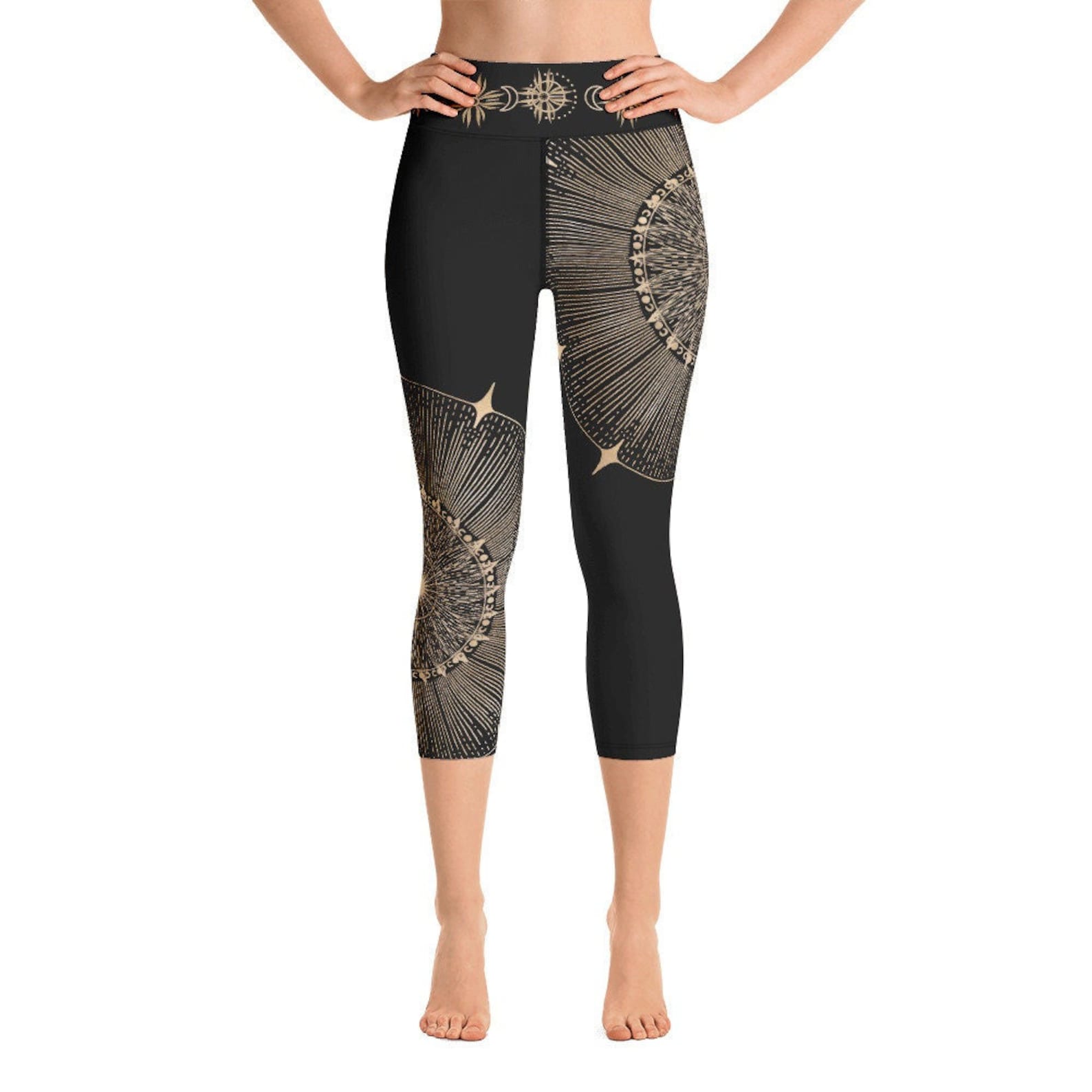 Angel Engraved on Wood - Yoga Capri Leggings