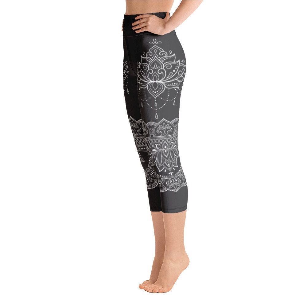 Shanti Om Organic Seamless Yoga Leggings, Full Length, Mermaid, Black