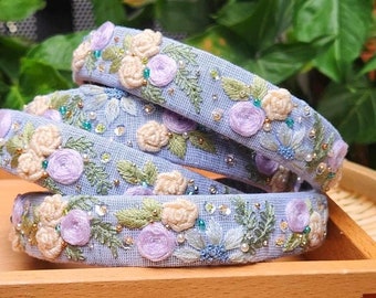 Hand embroidered headband