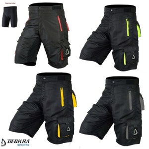 Calções de ciclismo dos homens mtb mountain bike downhill estrada ciclismo multi bolsos shorts ciclismo verão shorts forro acolchoado gratuito