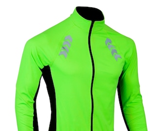 Chaqueta de ciclismo para hombre, manga larga, softshell, térmica, para invierno, ideal para deportes y running. Incluye paneles reflectantes.