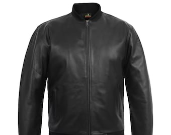 Chaqueta Varsity para hombres hecha en cuero de vaca genuino al aire libre Chaquetas Letterman de invierno negras