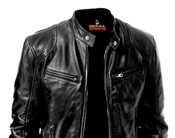 Chaqueta de cuero para hombre, térmica, elegante, de piel de vacuno, con forro interior 100% poliéster. Chaqueta de cuero para hombre, ideal para actividades al aire libre.