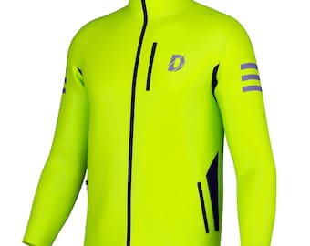 Chaqueta de ciclismo para hombre, de alta visibilidad, térmica, impermeable, para exteriores, para ciclismo de montaña o carretera, reflectante